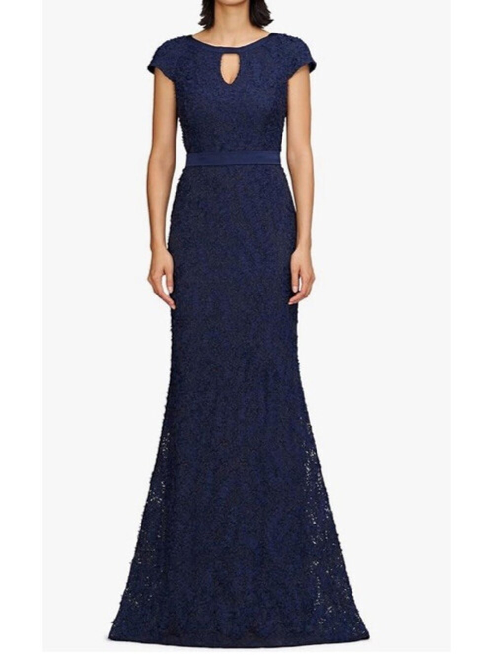 JS Collections Leigh 3D-Floral Keyhole-Cutout Long Gown Dress Formal Size 2